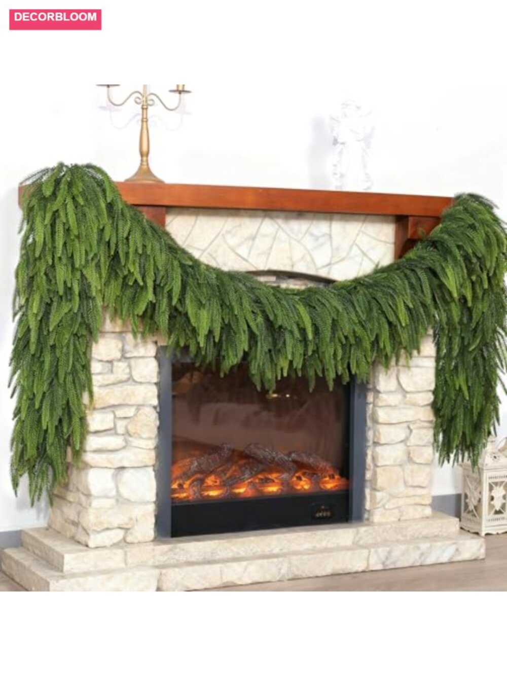 9FT Artificial Norfolk Pine Christmas Garland Faux Plastic Greenery for